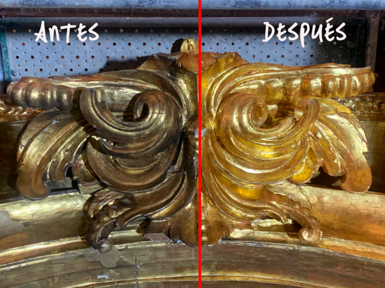Continúan los trabajos de restauración del Altar Mayor